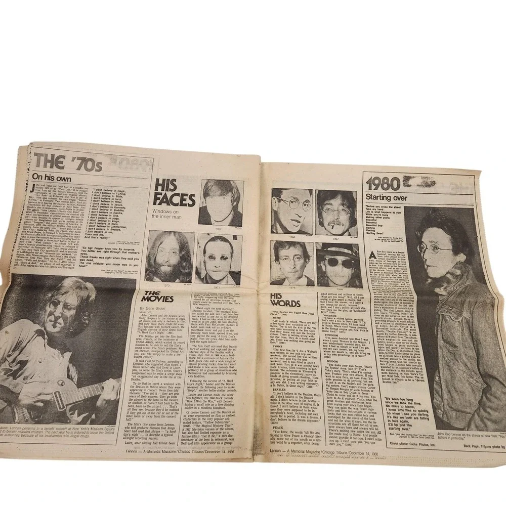 Lennon 1940-1980 A Memorial Magazine Chicago Tribune Dec 14 1980 John Lennon